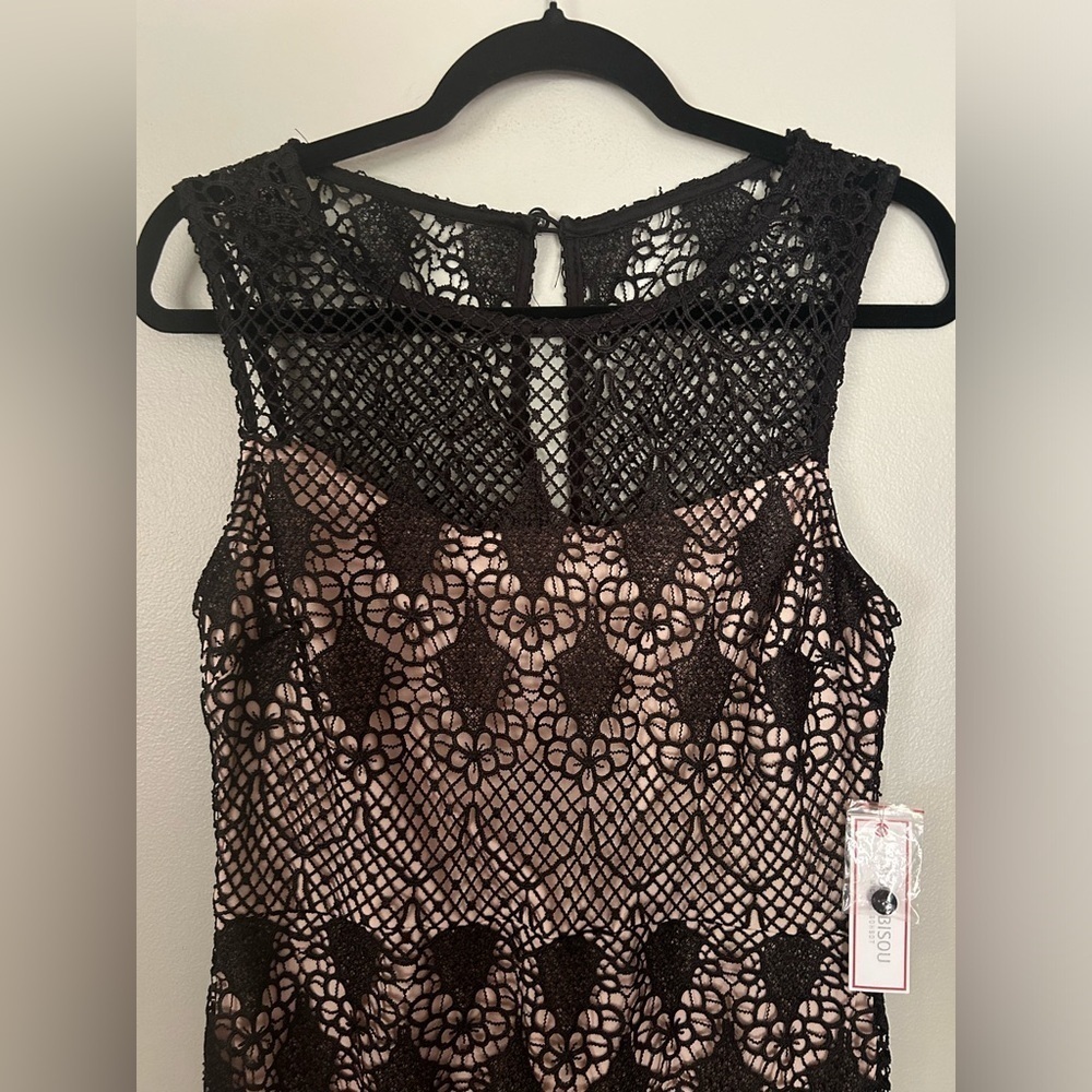 Bisou Bisou Black Lace Whimsygoth Dress Nude Lining Romantic Feminine 10 - Picture 3 of 10